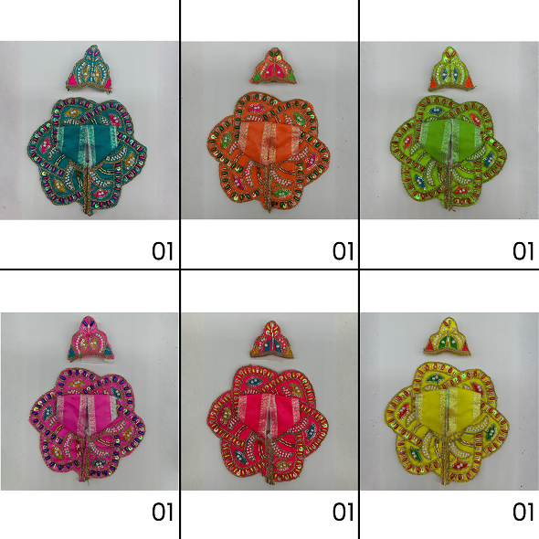 Pushpanjali Poshak With Mukut For Laddu Gopal - Pack of 12