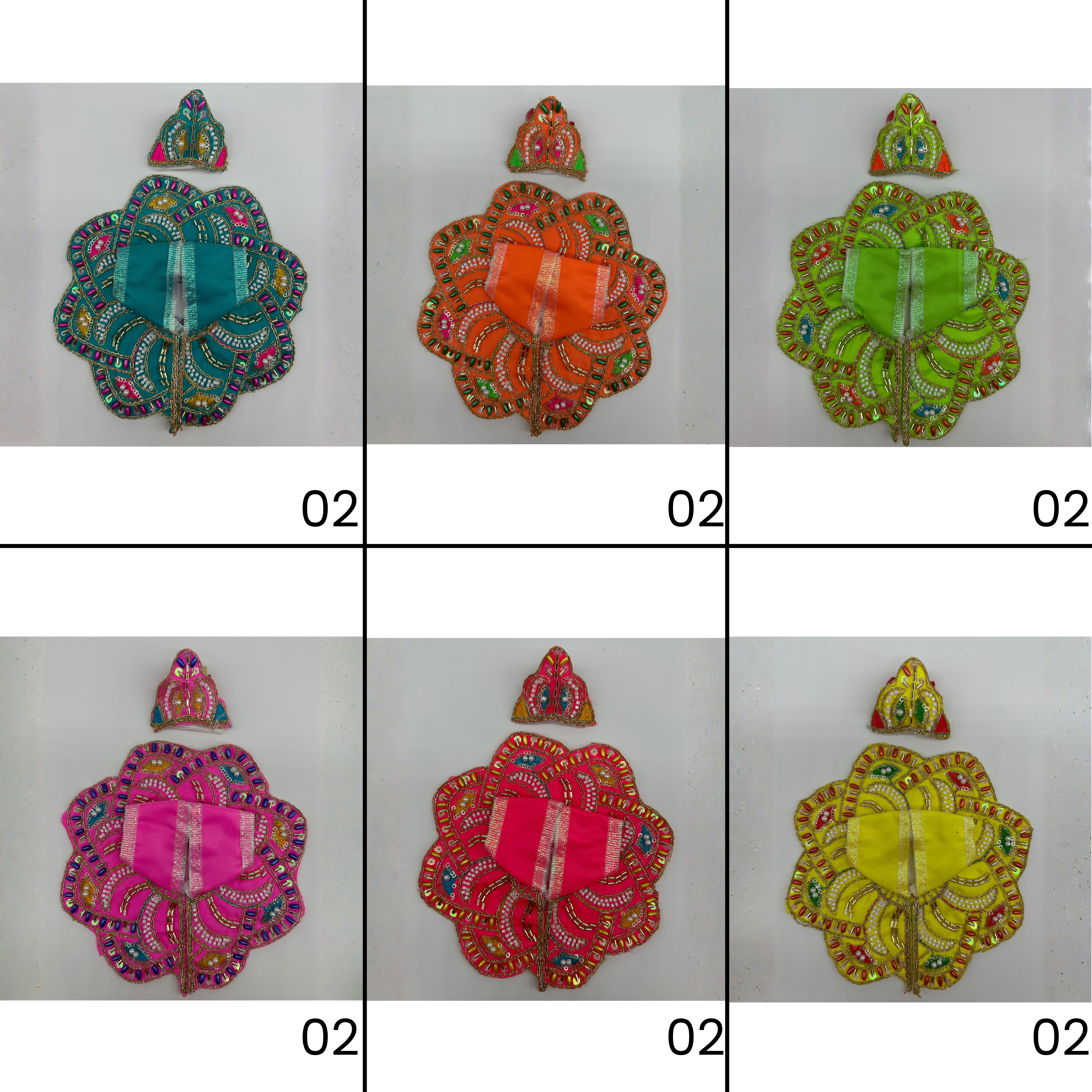 Pushpanjali Poshak With Mukut For Laddu Gopal - Pack of 12