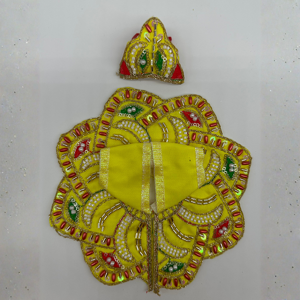Pushpanjali Poshak With Mukut For Laddu Gopal