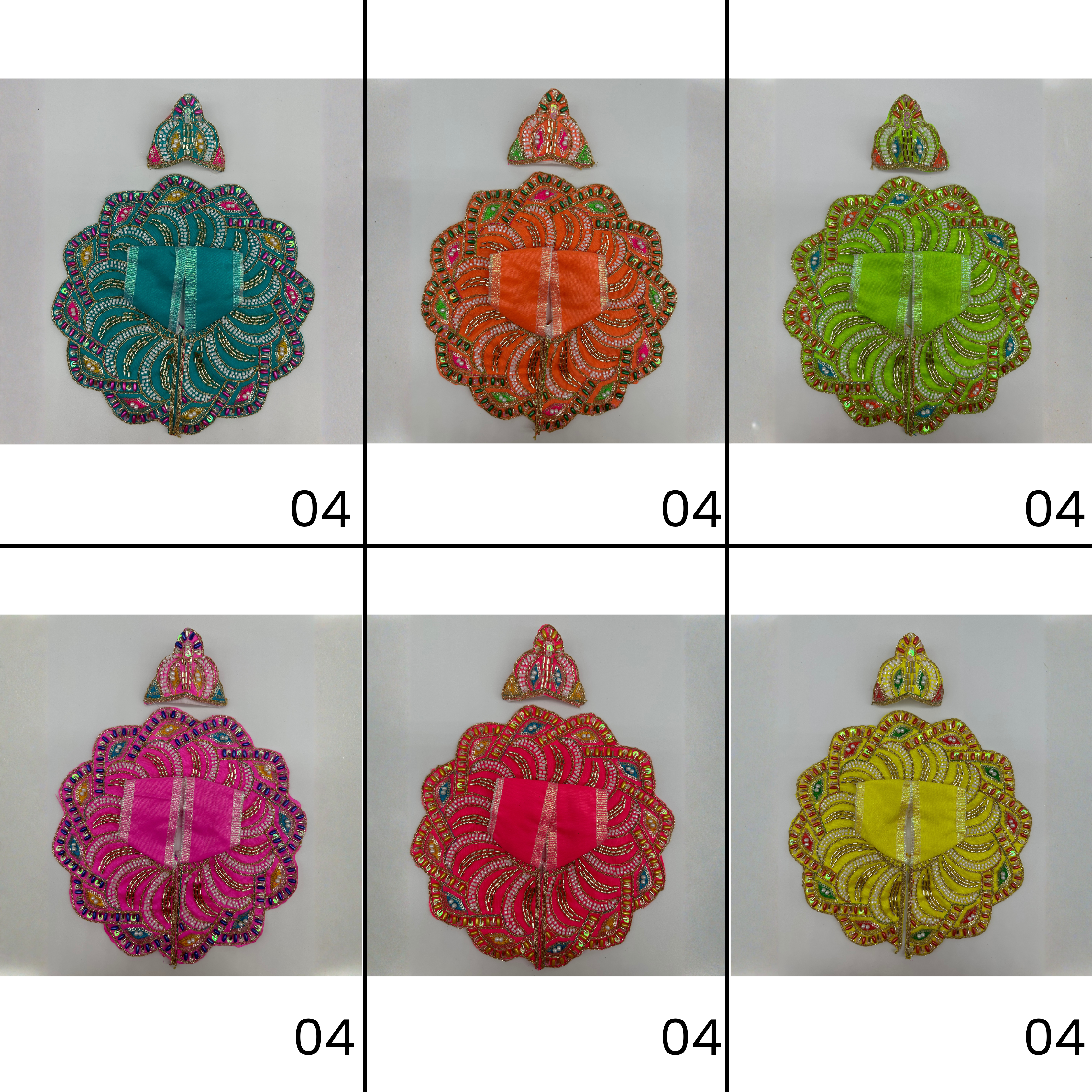 Pushpanjali Poshak With Mukut For Laddu Gopal - Pack of 12