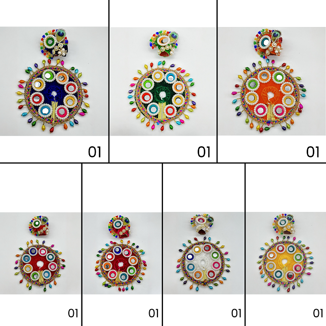 Rajasthani Mirror Poshak With Mukut For Laddu gopal - Pack of 7