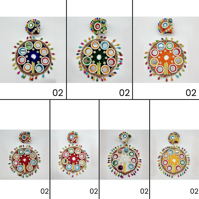 Rajasthani Mirror Poshak With Mukut For Laddu gopal - Pack of 7