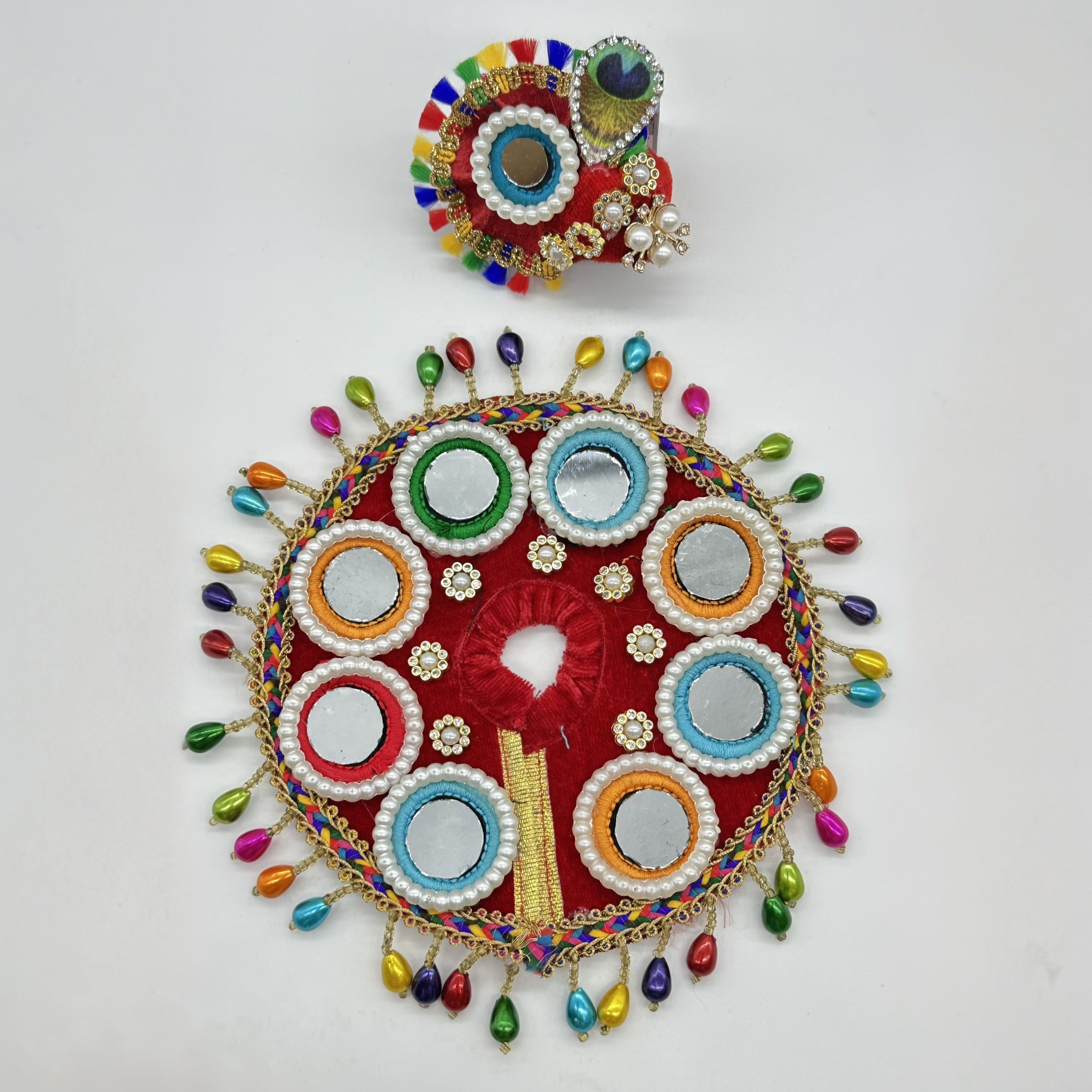 Rajasthani Mirror Poshak With Mukut For Laddu gopal