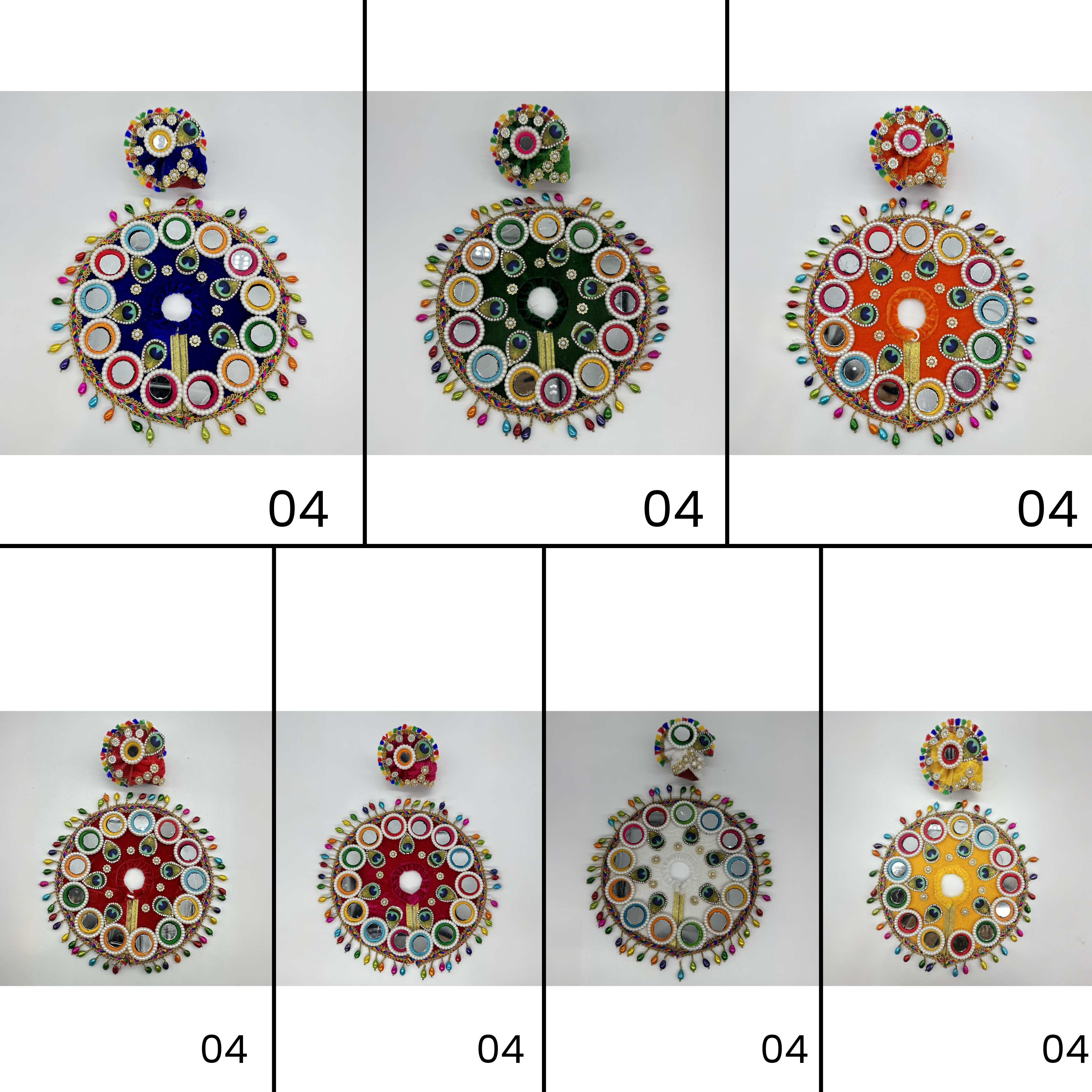 Rajasthani Mirror Poshak With Mukut For Laddu gopal - Pack of 7