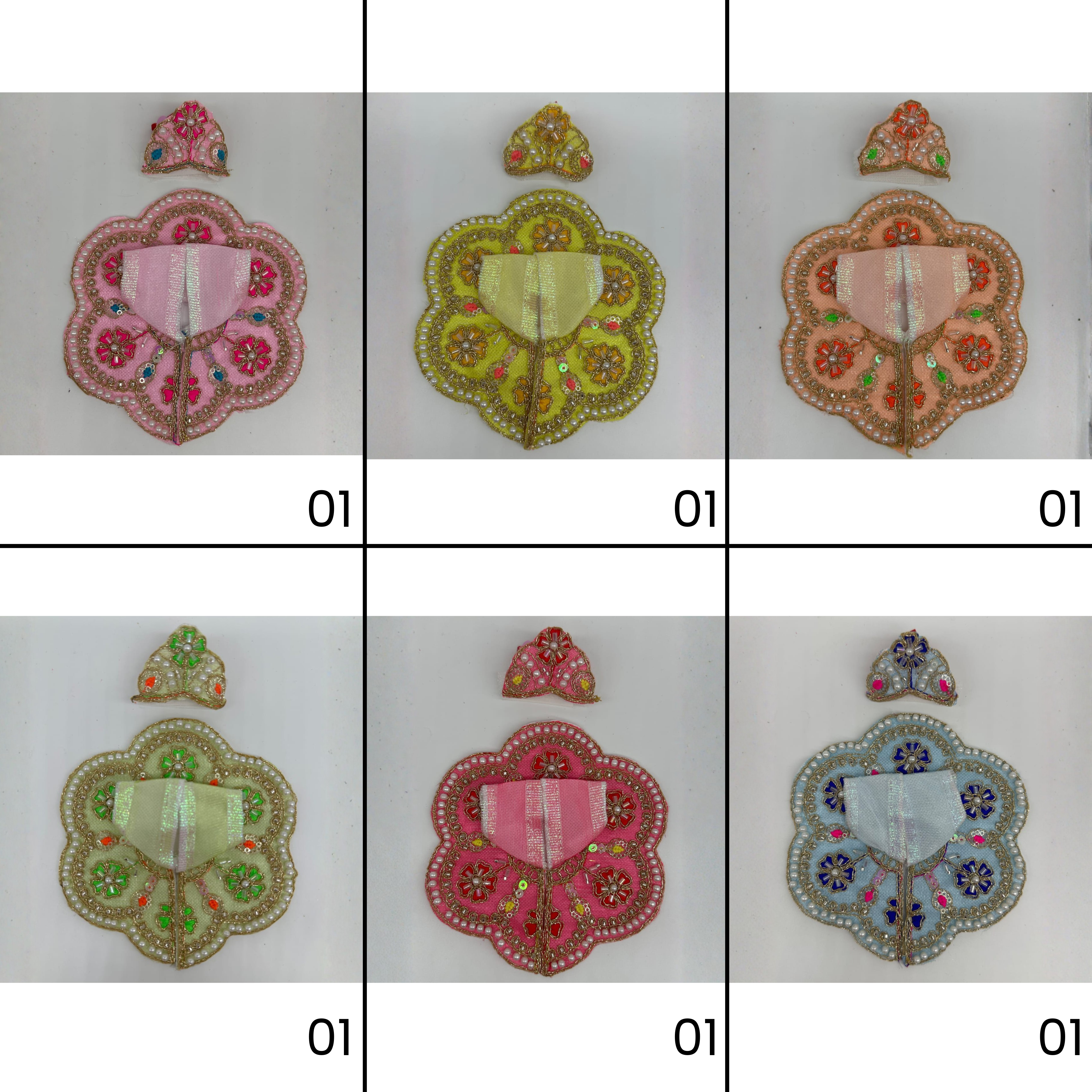 Suvarna Rekha  Poshak With Mukut For Laddu Gopal - Pack of 12