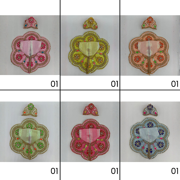 Suvarna Rekha  Poshak With Mukut For Laddu Gopal - Pack of 12