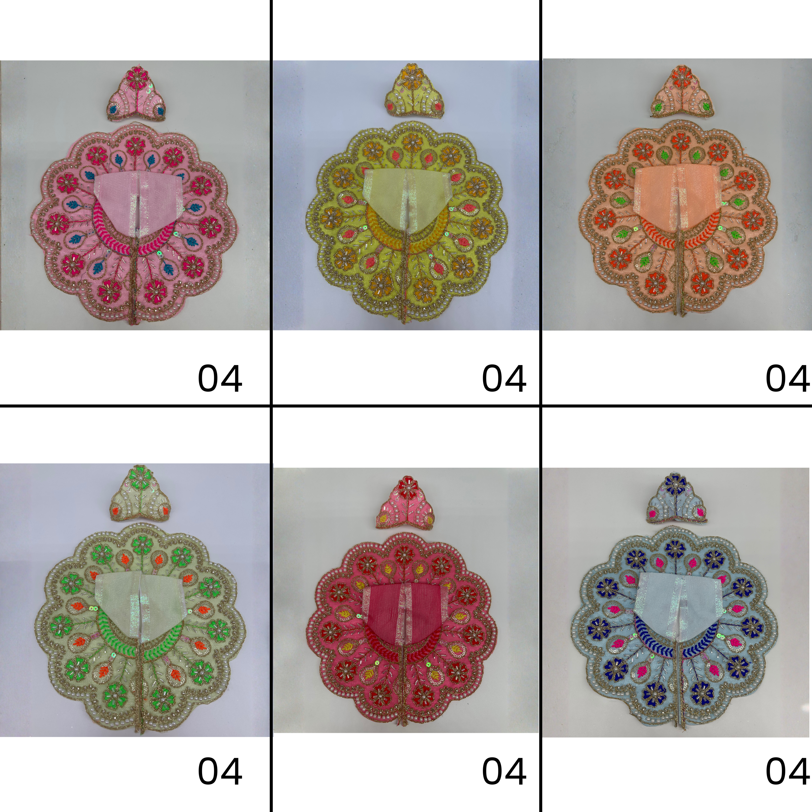 Suvarna Rekha  Poshak With Mukut For Laddu Gopal - Pack of 12