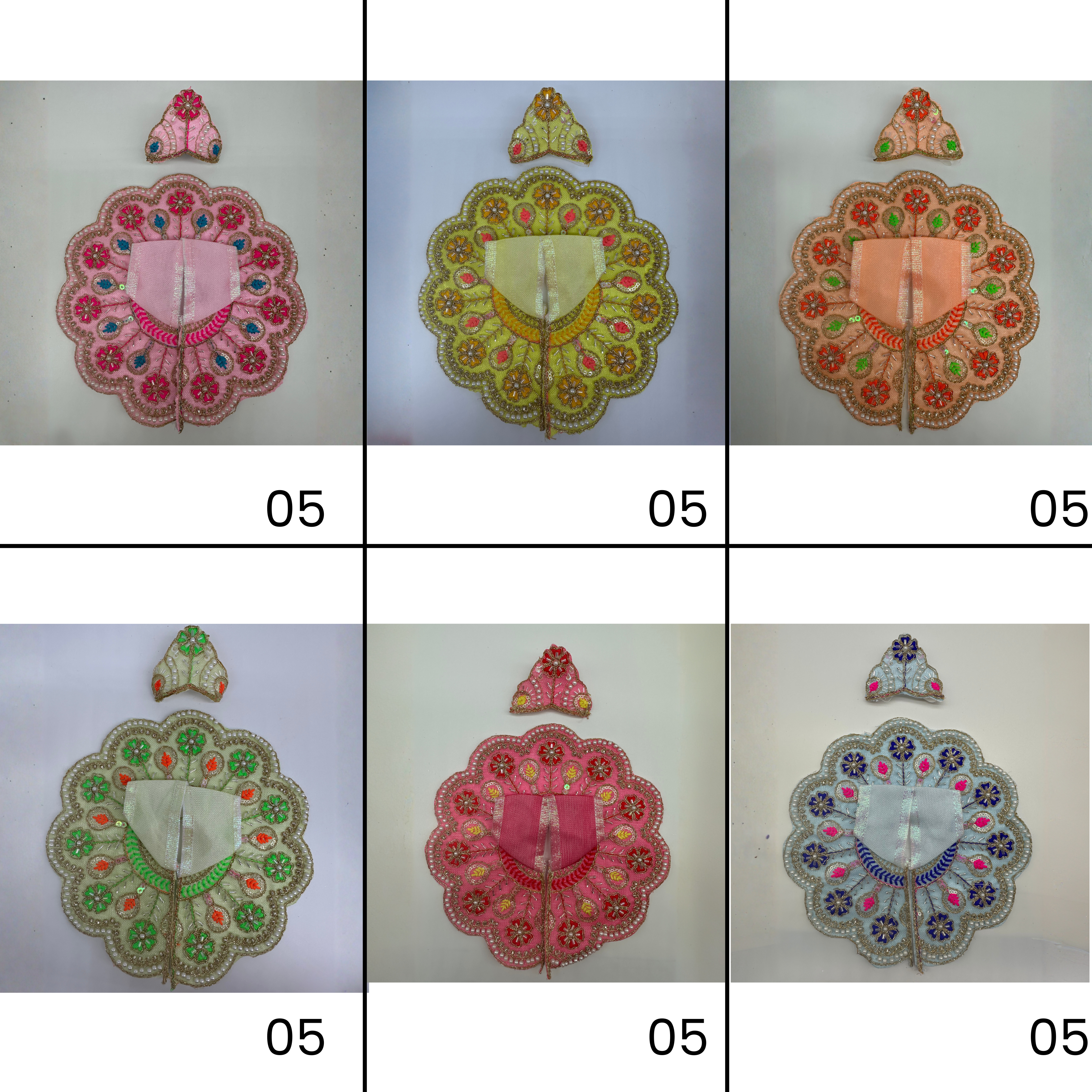 Suvarna Rekha  Poshak With Mukut For Laddu Gopal - Pack of 12