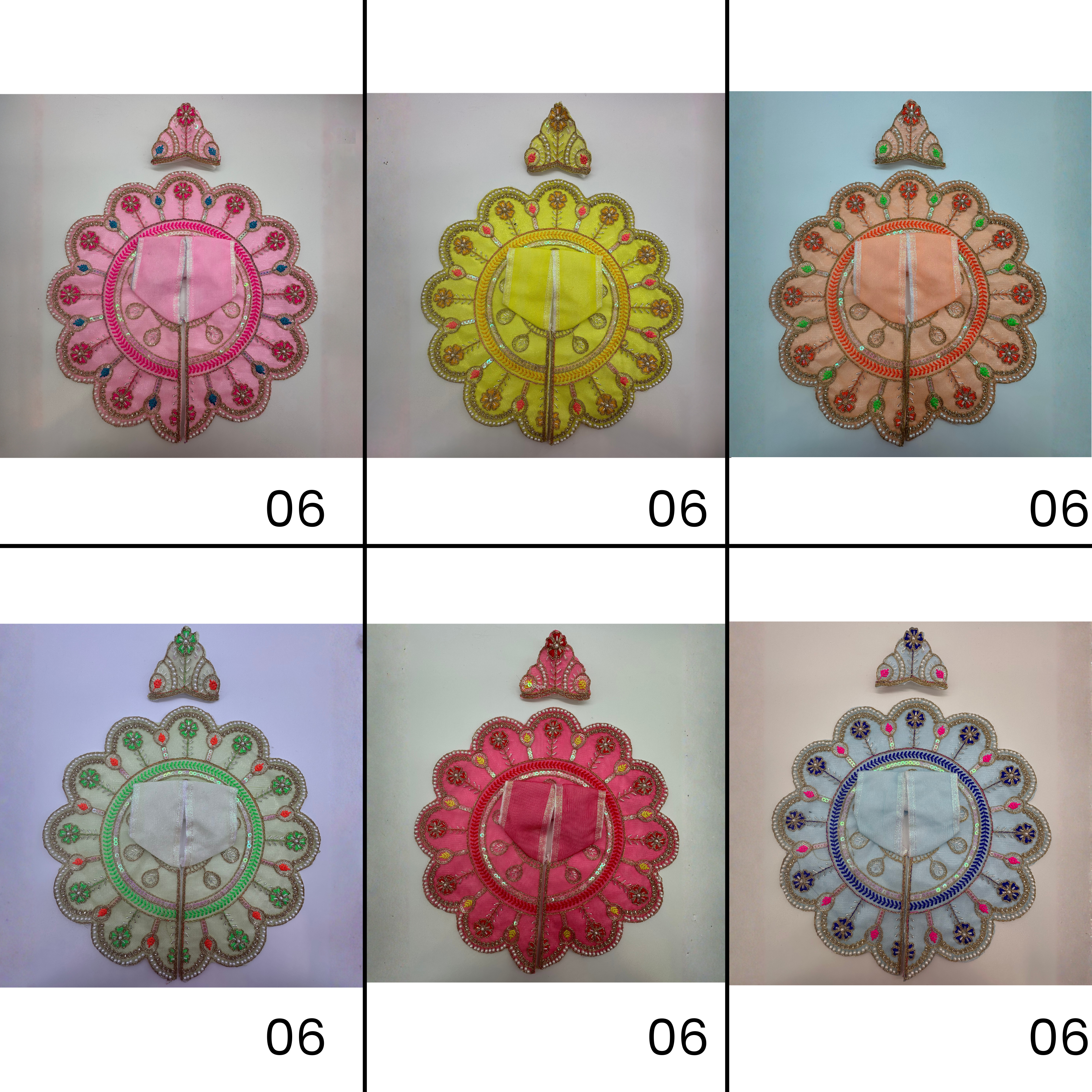 Suvarna Rekha  Poshak With Mukut For Laddu Gopal - Pack of 12