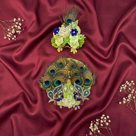 Vraj Shringar Dress With Mukut For Laddu Gopal