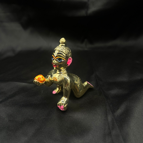 Artisan Brass Half Painted Laddu Gopal Idol