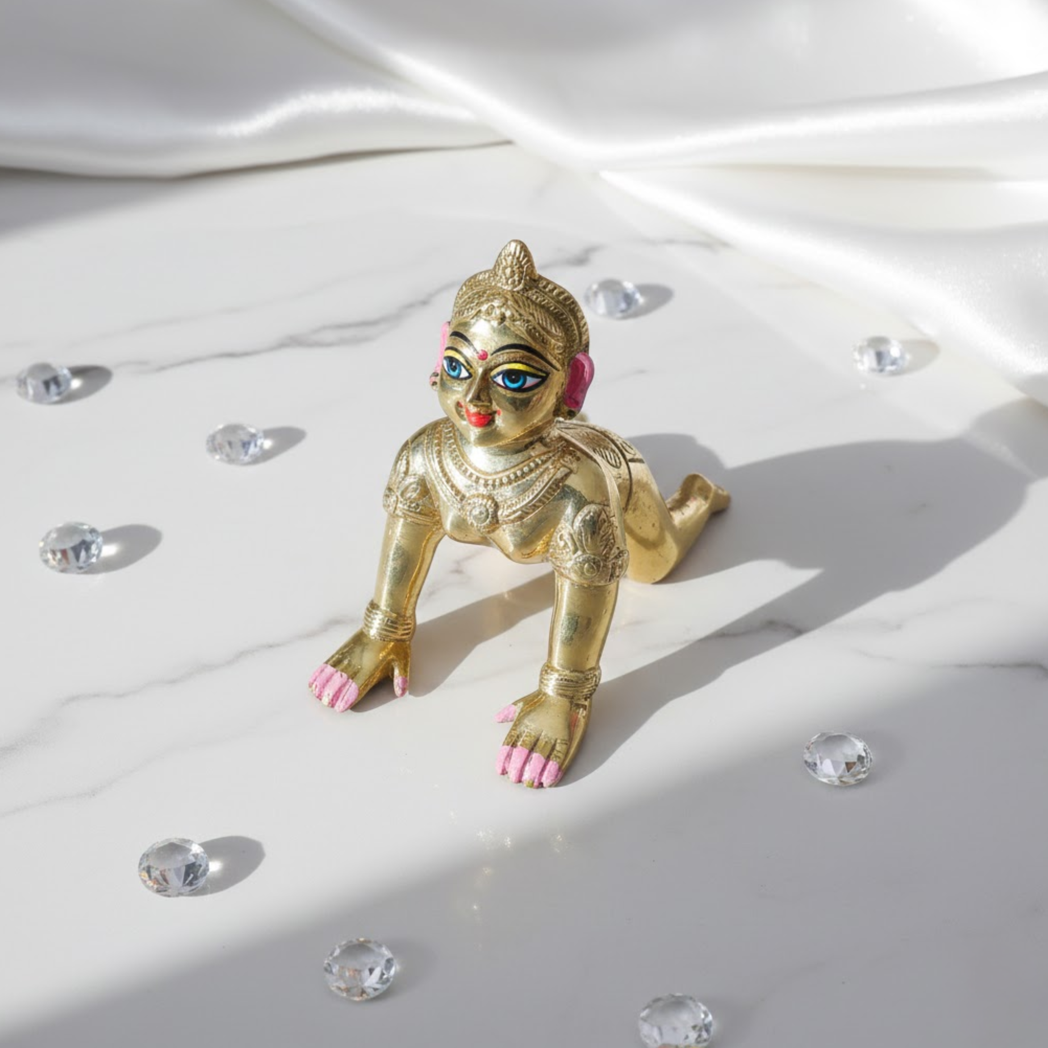 Brass Half Painted Radha Rani Idol - Retail