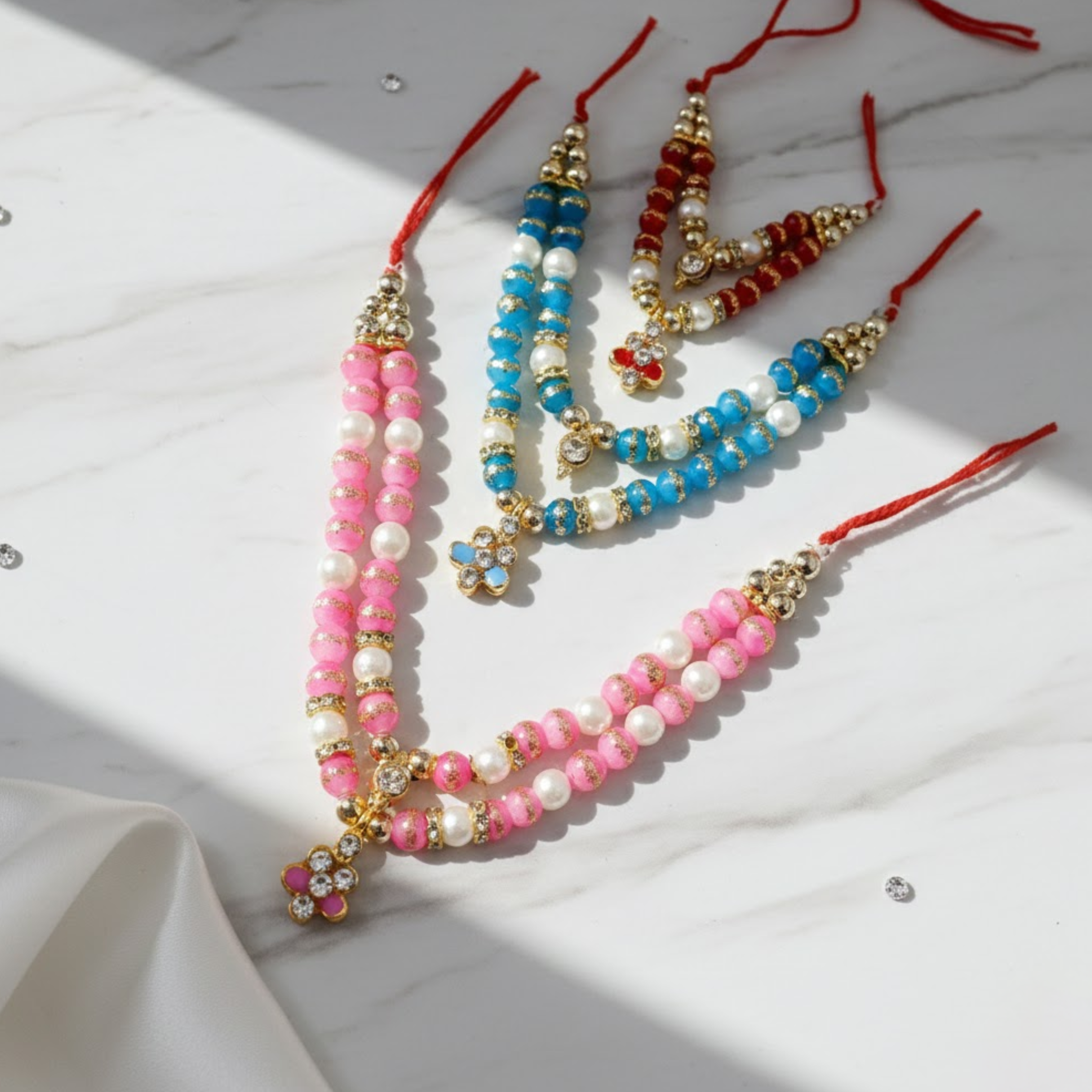 Zari Moti Mala For Laddu Gopal - Mix Color / Pack of 12