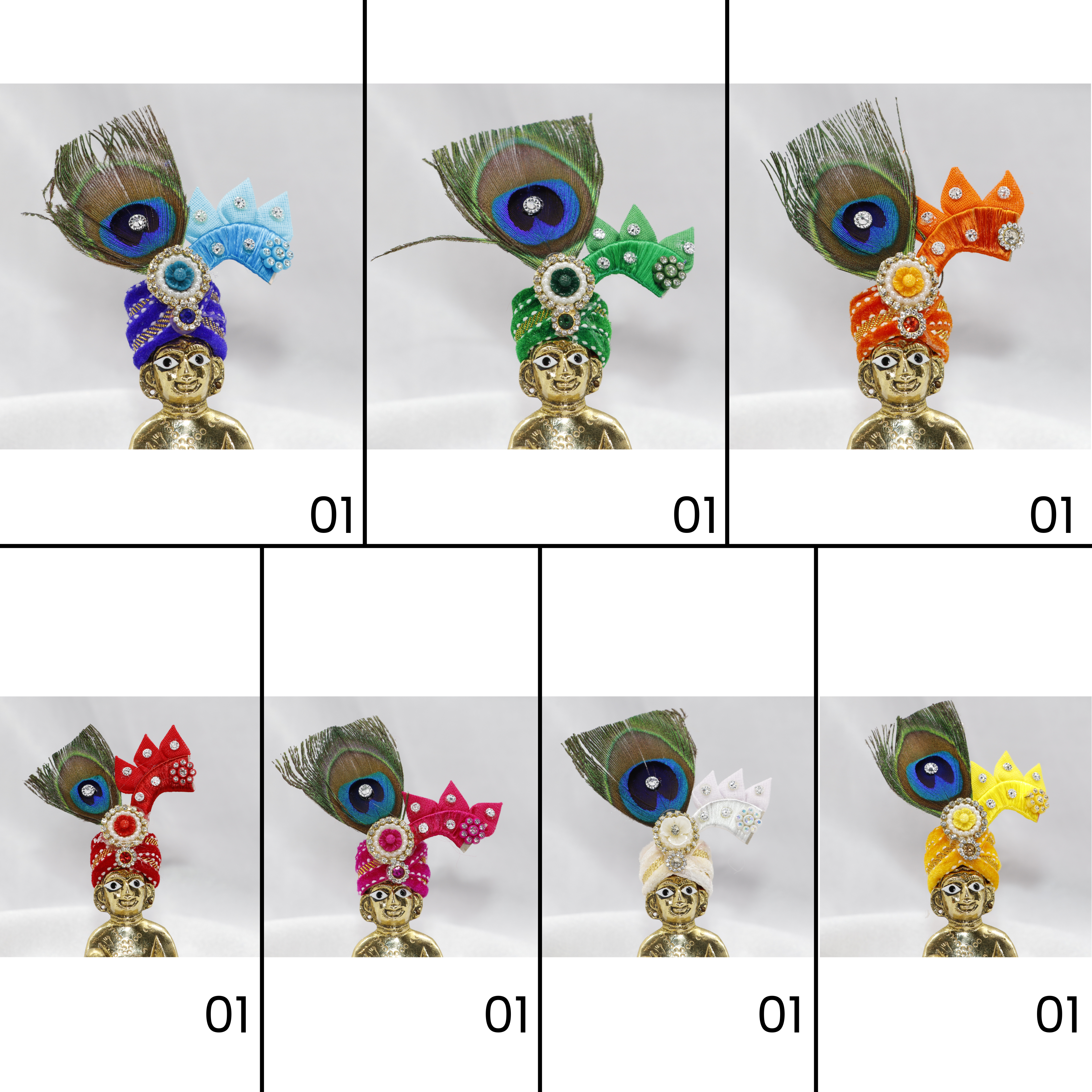 Shikhar Ratna  Diamond & Zari Laddu Gopal Mukut - Pack of 14