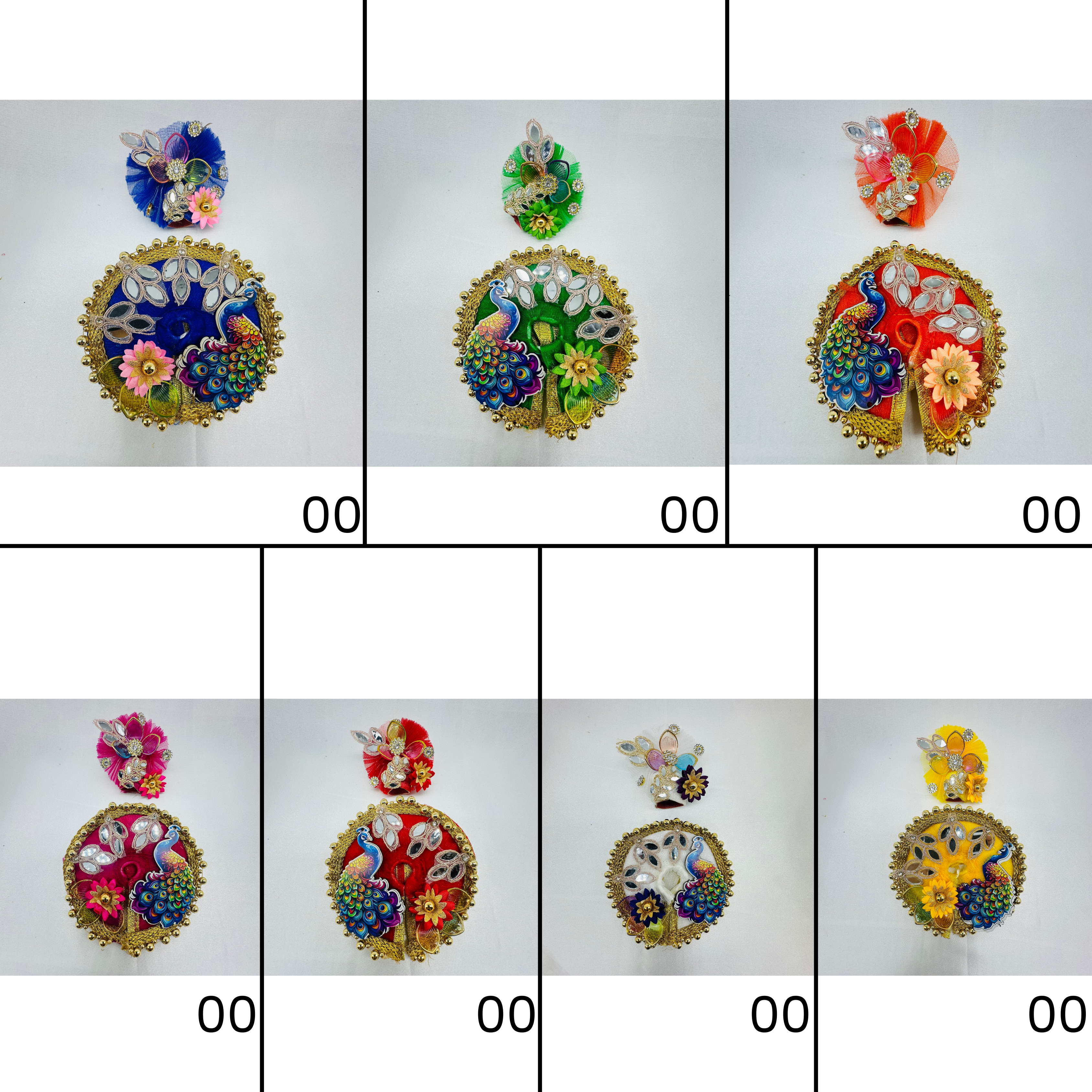Mandakini Poshak With Mukut For Laddu Gopal -Pack of 7