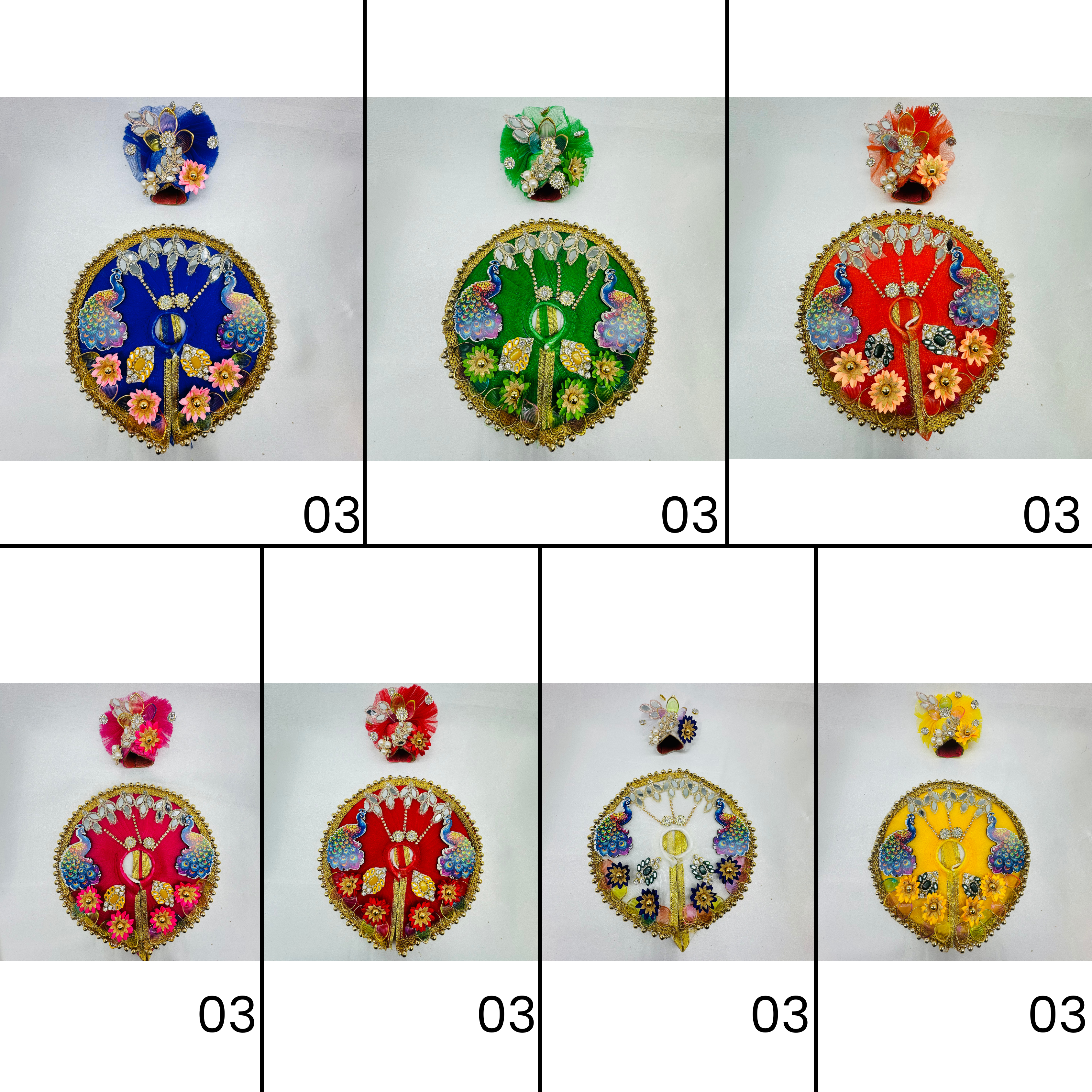 Mandakini Poshak With Mukut For Laddu Gopal -Pack of 7